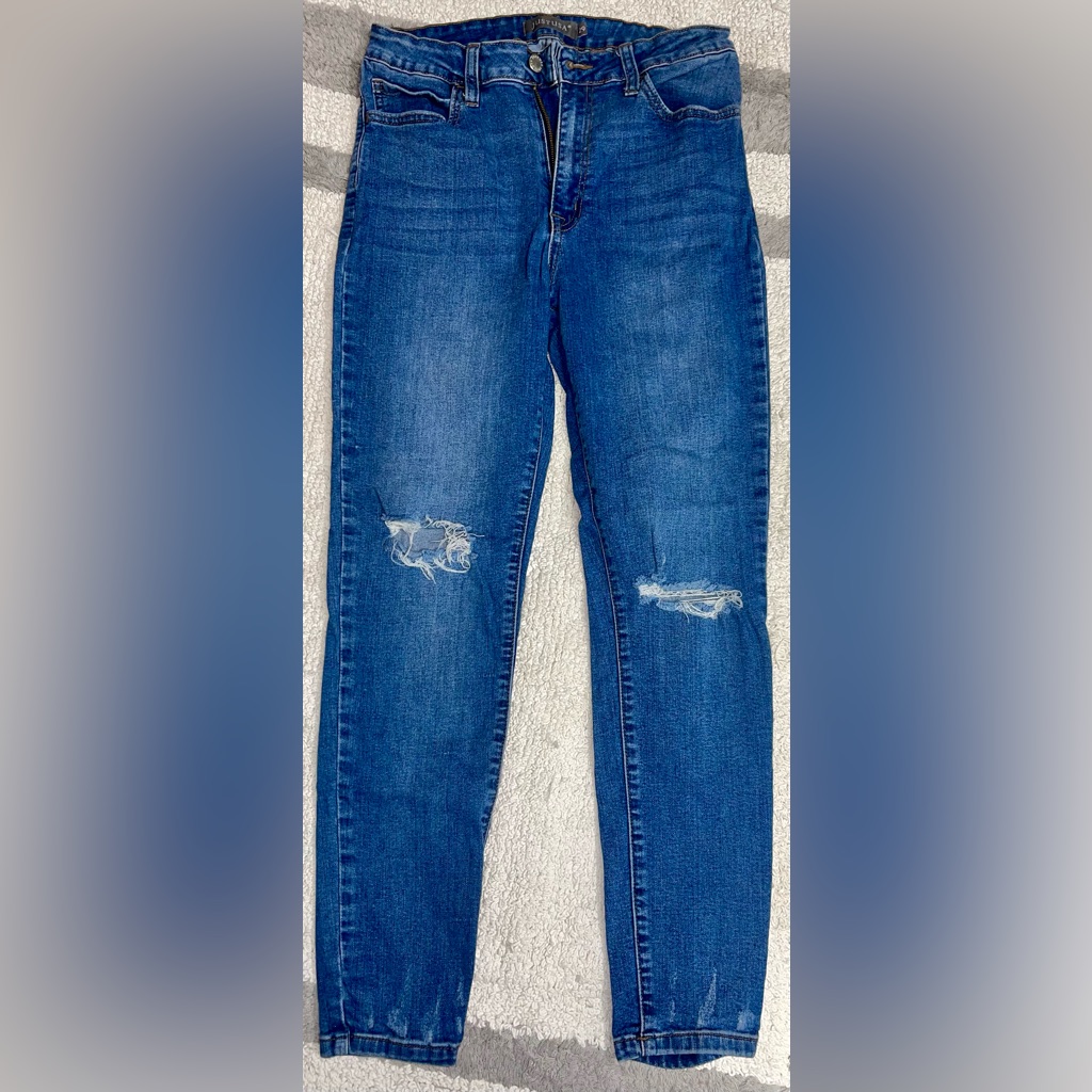 Just Usa Blue Distressed Skinny Jeans